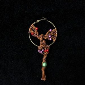 Pendientes árboles macramé